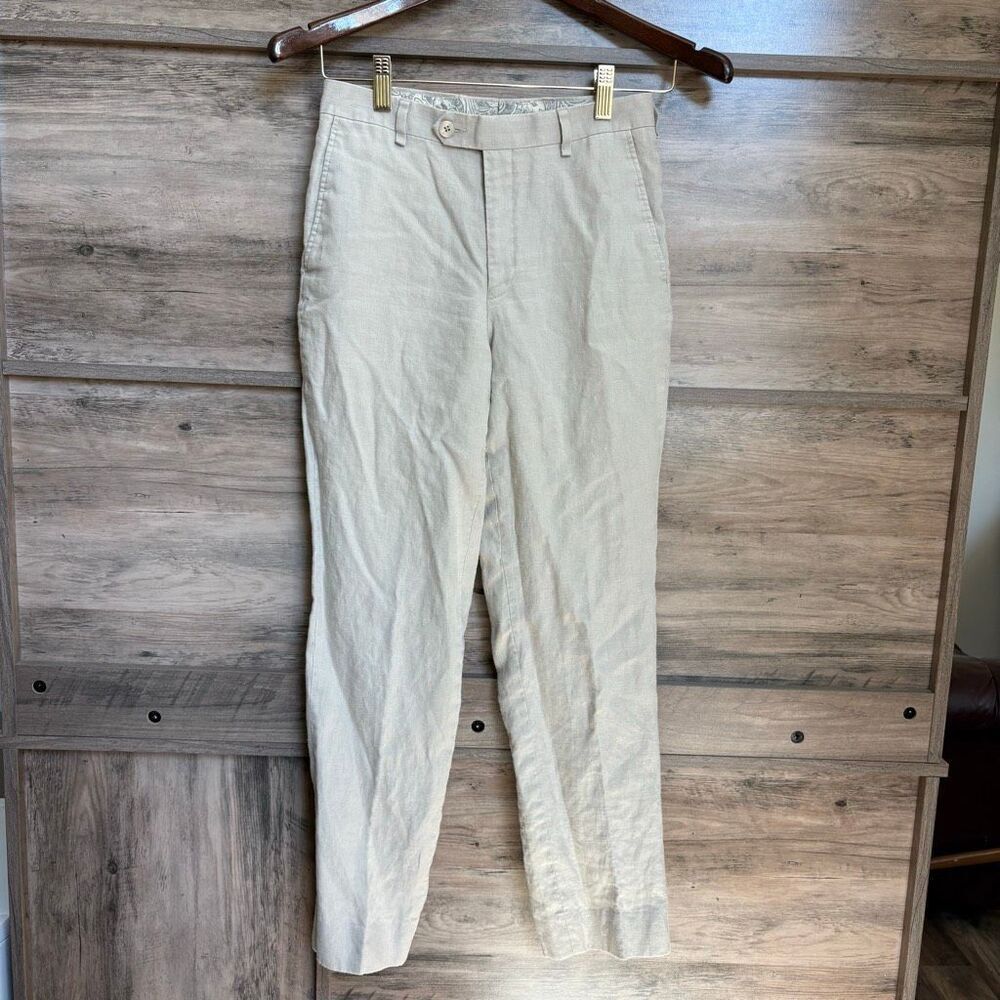 LRL Lauren Ralph Lauren Girls 12 Khaki Sand Linen Dress Pants Preppy Boho Artsy